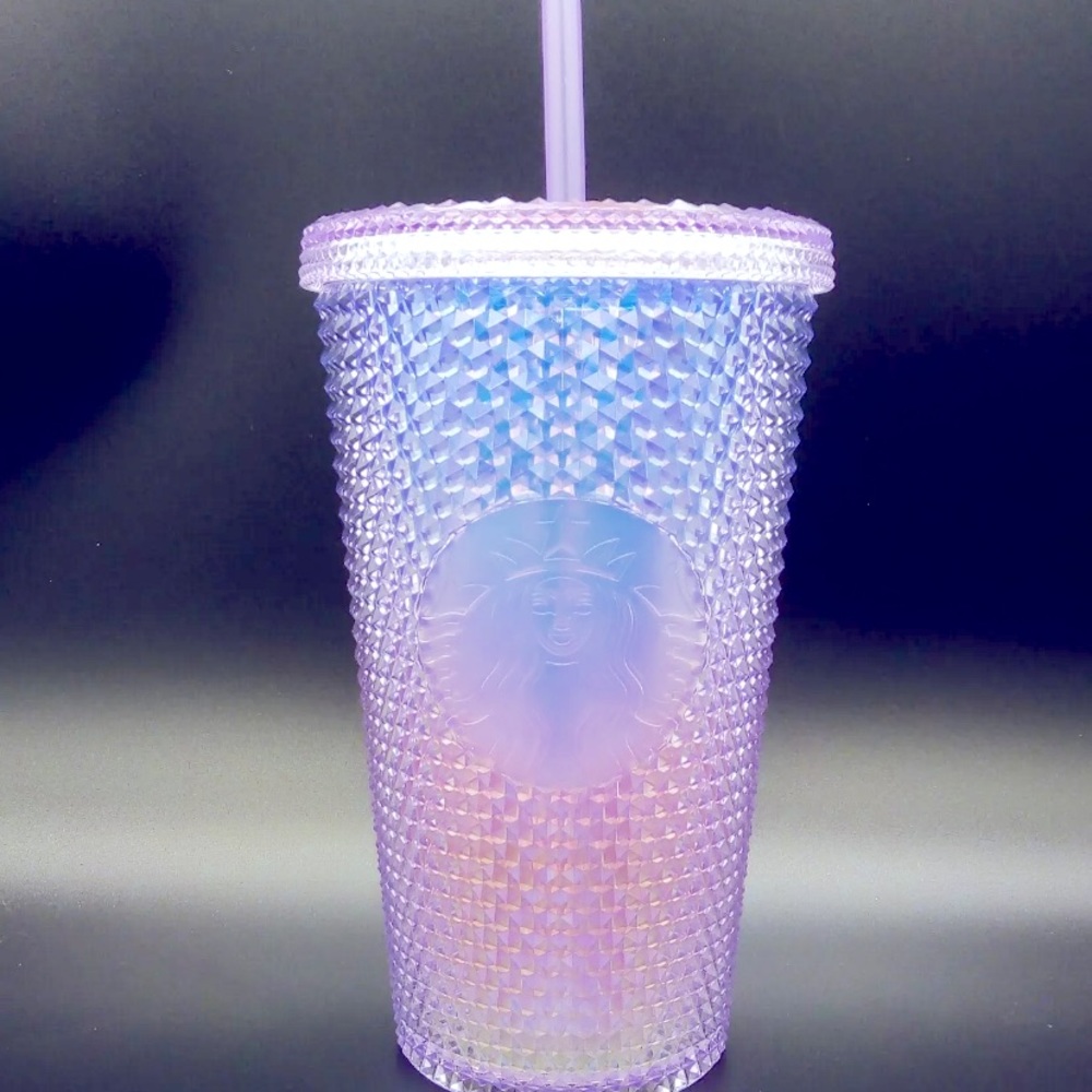 2020 China Starbucks Aurora Gradient Blue Pink Studded 16oz Tumbler Straw Cup